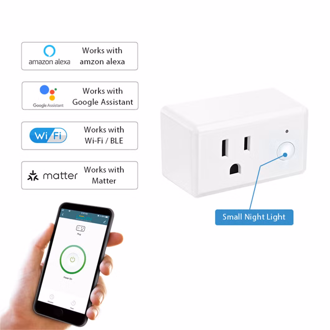 Leelen WiFi Socket Smart Home Product 15A Intelligent Socket Outlet Energy Monitor Remote Control Google Alexa Smart Plug Us