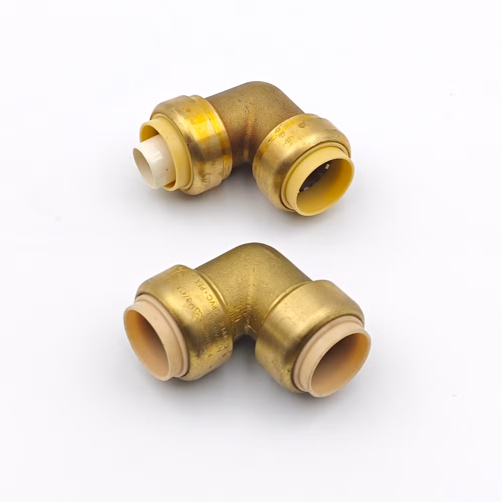 Brass Quick Release Connector Copper Push Fit to Connect Fitting Tee Elbow Fitting for Pex and Copper Plumbing Water Pipe