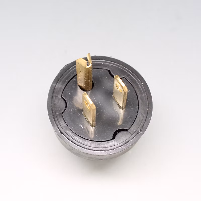 3pin Black Rubber Plastic 15A 250V Us Rewirable Male Electrical Plug Connector