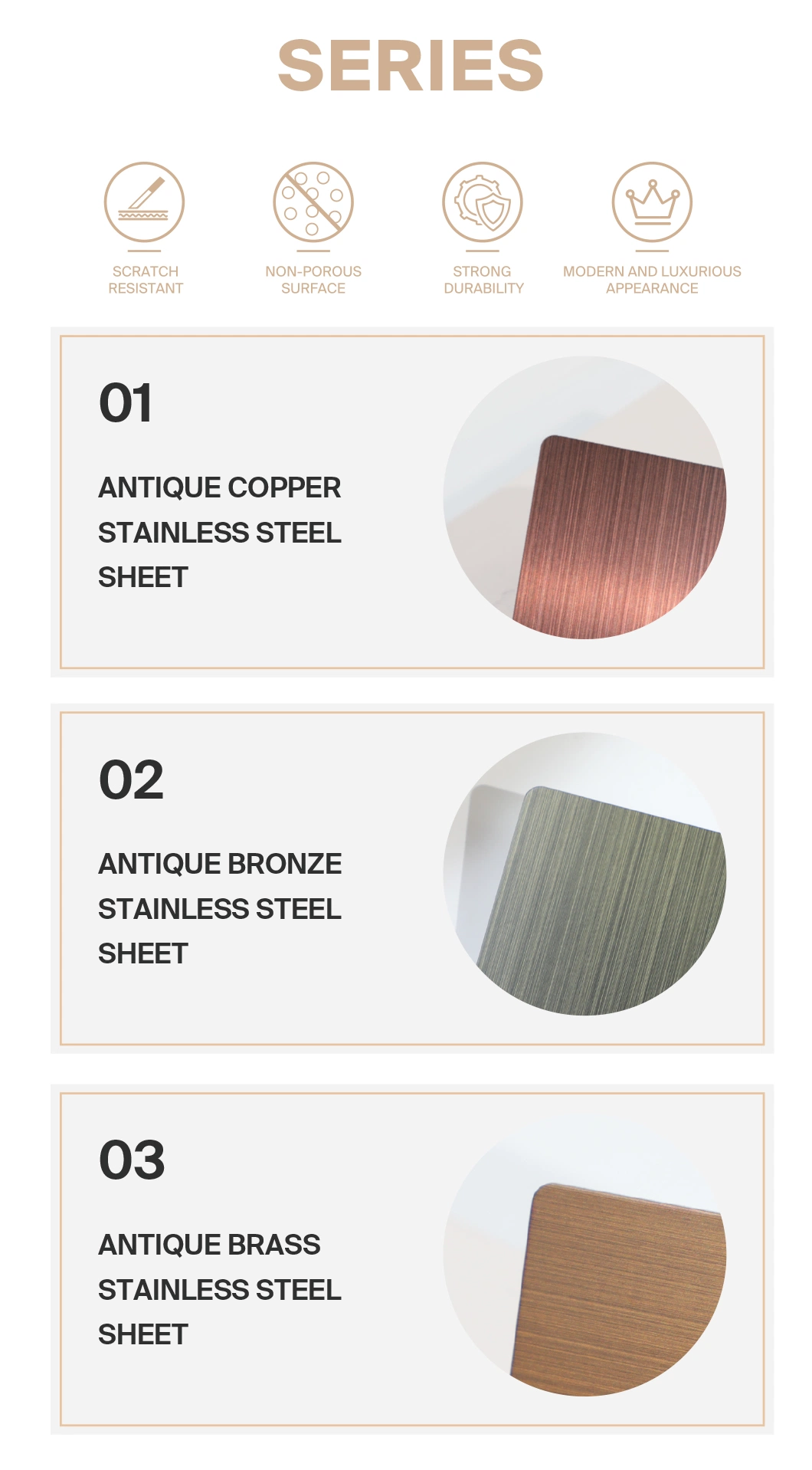 ISO 201 304 China Supply Stainless Steel Antique Finish Metal Colored Sheet for Wall Panels Interior Decoration