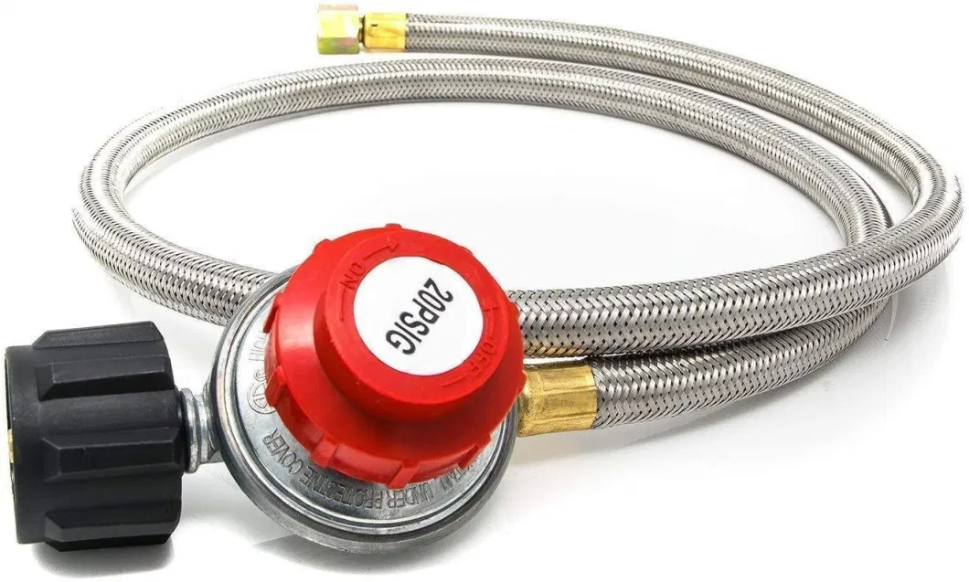 3 Feet Propane Refill Pol Tank Connector Stainless Steel Hose with on-off Control Valve Adapter for 1 Lb Propane Tank Cylinder Bottle