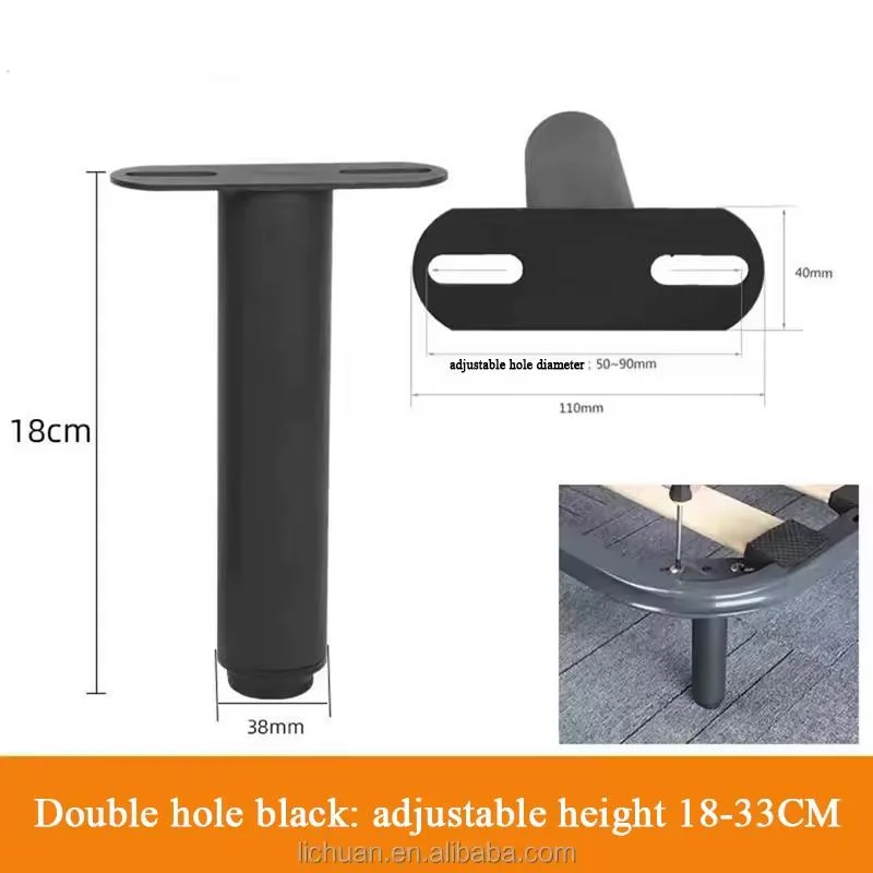 Black Antique Iron Adjustable Legs Gray Black White Power Coating Tube for Sofa Bed Furniture Legs