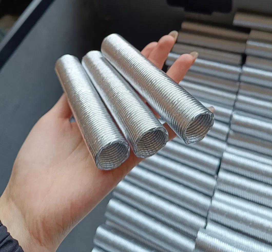 High Temperature 60mm Protection Aluminum Flexible Foil Fiberglass Corrugated Pipe for Automotive