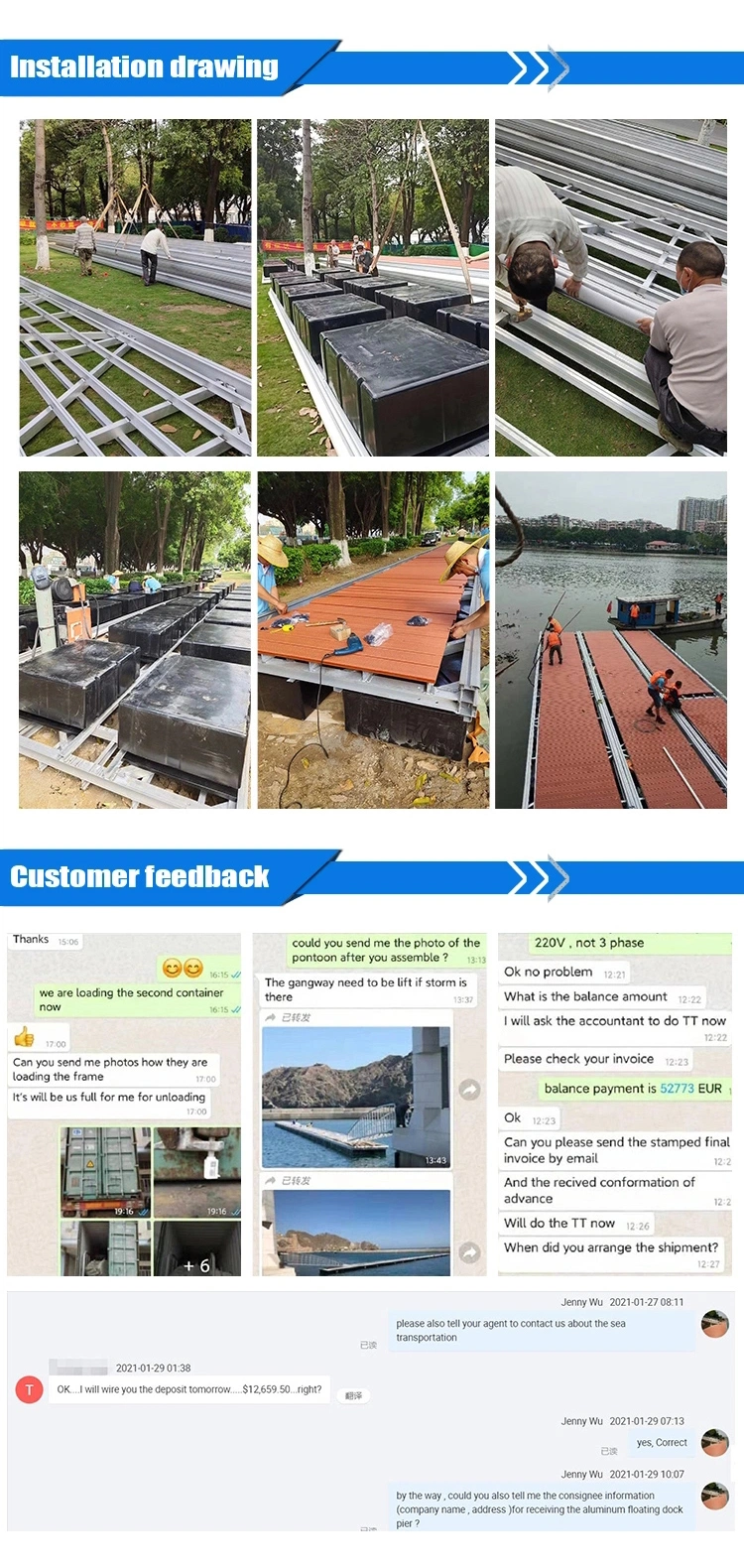 Buy Direct From China Manufacturer Floating Pontoon Dock Aluminum Dock Floats with Floor