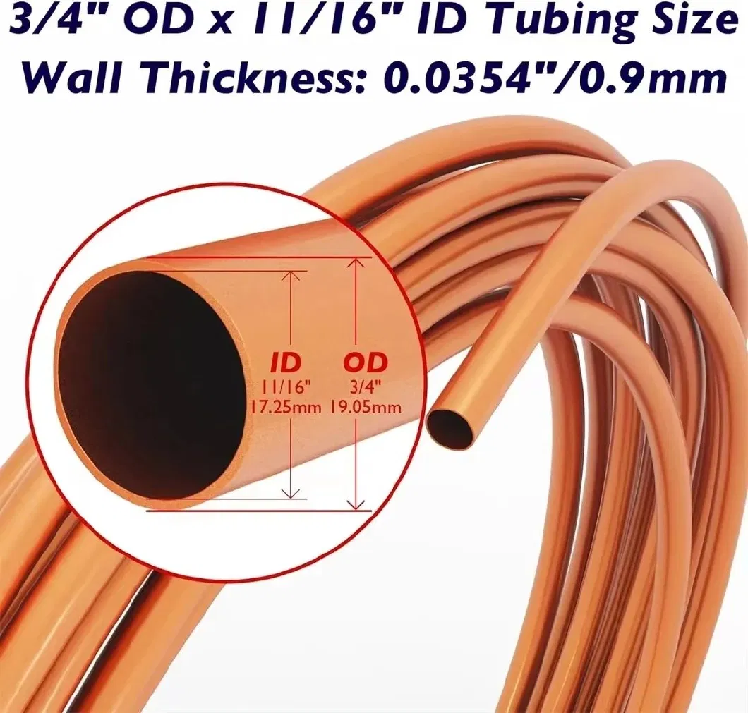 Customized Size High Quality AC Copper Pipe 1/2&quot; 3/4&quot; ASTM 6mm 8mm 15mm C12300 C12200 C11000 99.9% Seamless Copper Pipe Tube