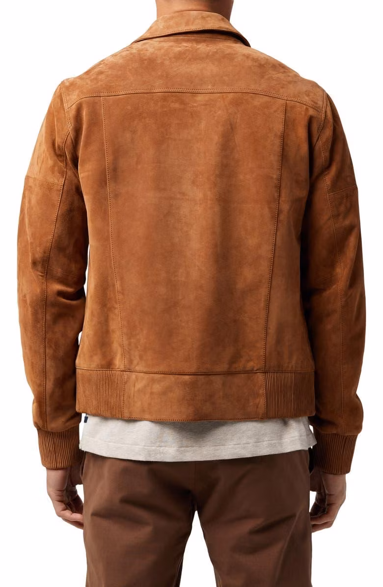 Custom Logo Casual Long Sleeves Cargo Jackets Autumn Winter Camel Men′ S Leather Jacket with Front Pockets Faux Suede Varsity Jacket