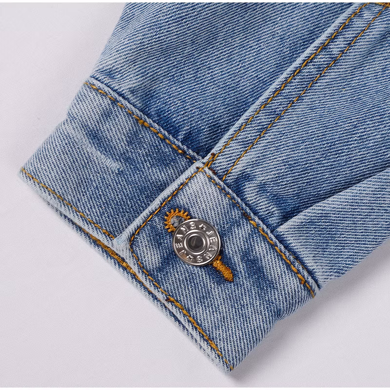 Women′s Cropped Jeans Jacket Denim Fringed Short Coats for Women Autumn Holes Vintage Casual Jackets