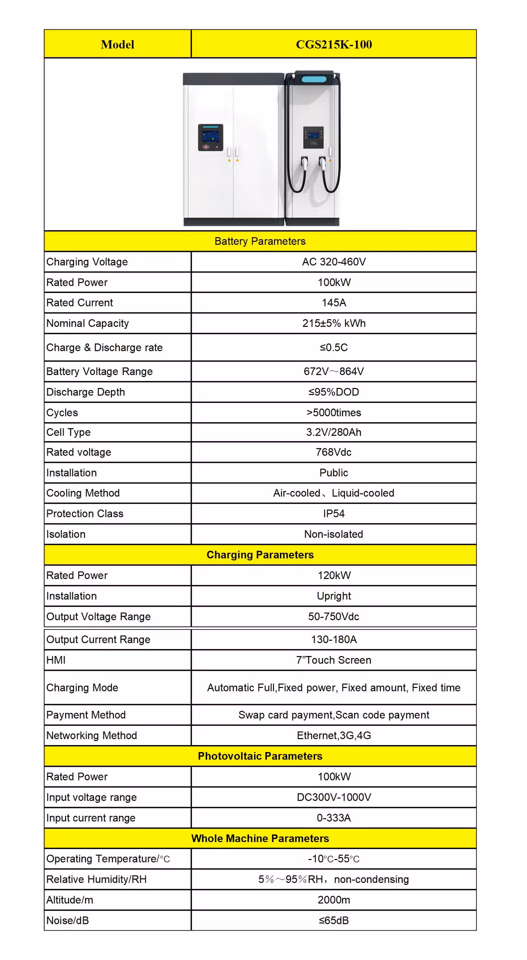 100kw EV Charger Connect on Grid PV Combined 215kwh Backup Battery Cabinet Solar-Powered Charger Smart Grid Car Charging Station