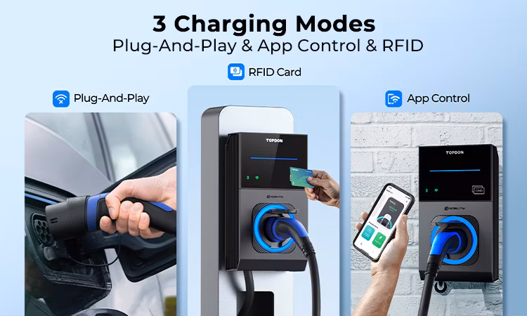 Topdon Factory Pulseq AC PRO 7kw 11kw 22kw Ocpp 16A 32AMP Single 3 Phase Wall Mounted WiFi APP RFID Smart Type 2 EV Charger EV Charging Station for Electric Car