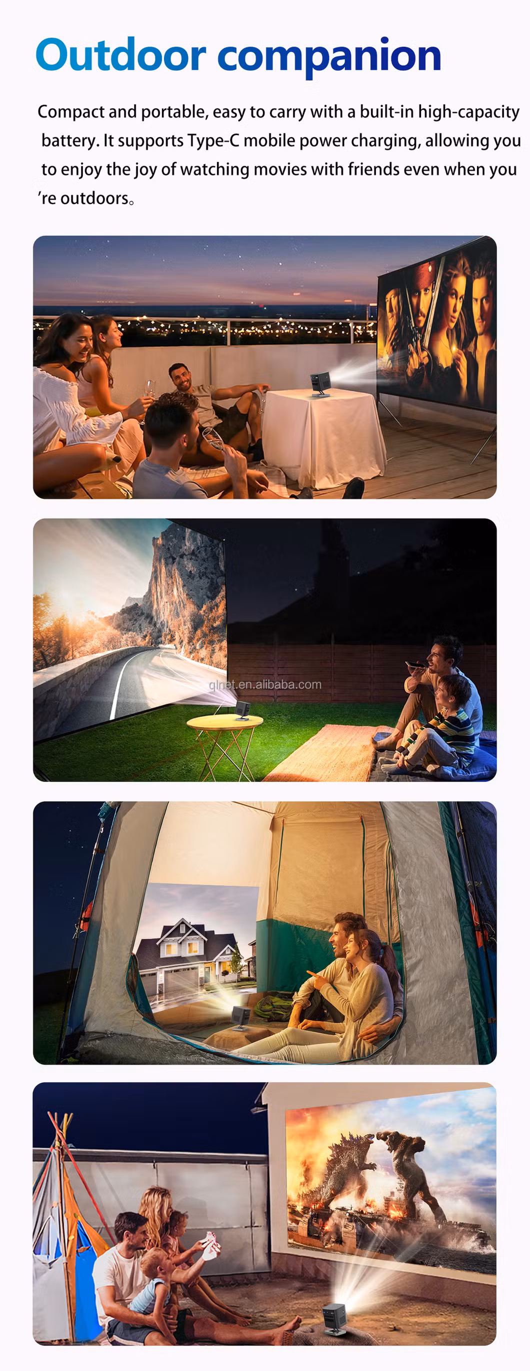 3D Google TV Compact Projector System One-Piece Telescopic Bracket Design for Home or Business DLP Projector