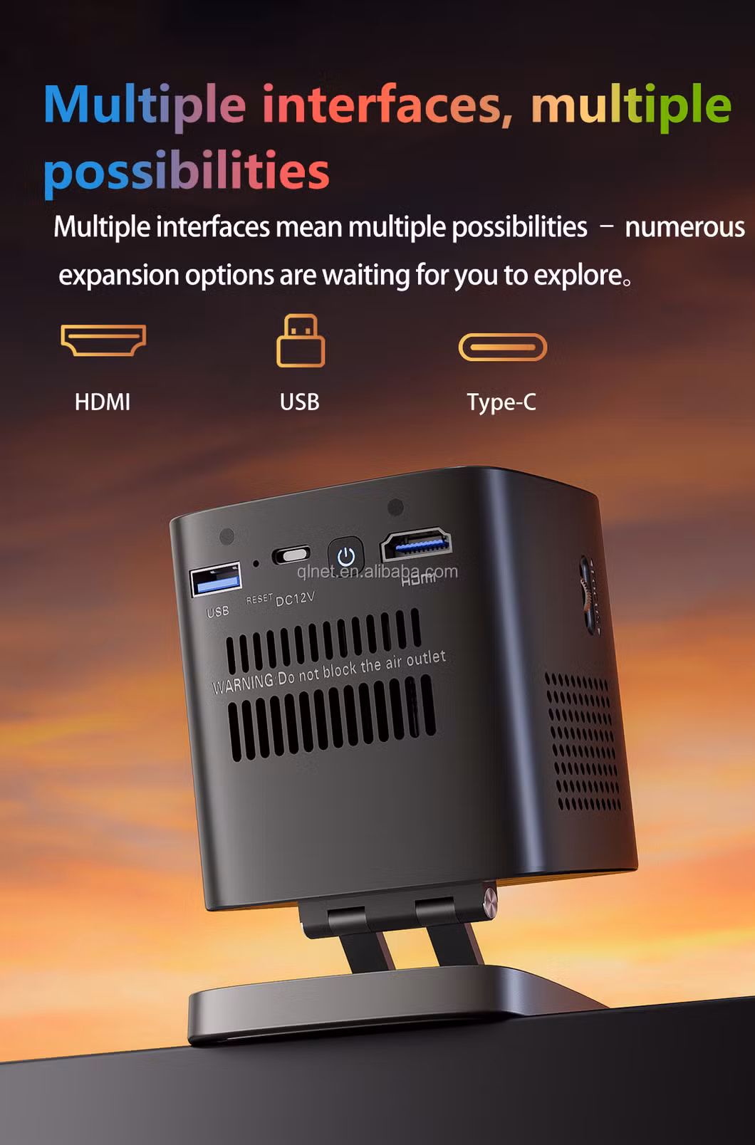 3D Google TV Compact Projector System One-Piece Telescopic Bracket Design for Home or Business DLP Projector