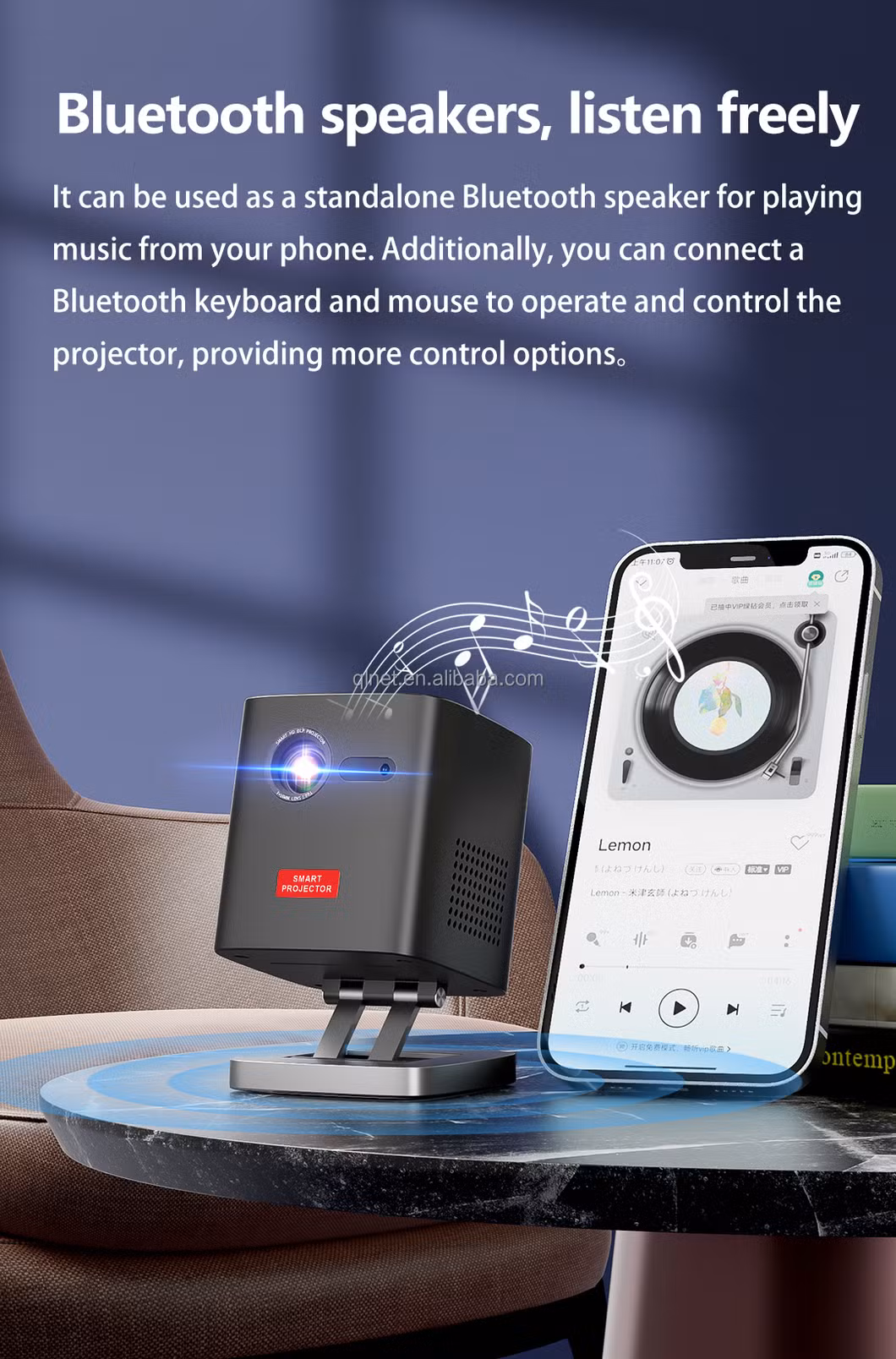 3D Google TV Compact Projector System One-Piece Telescopic Bracket Design for Home or Business DLP Projector