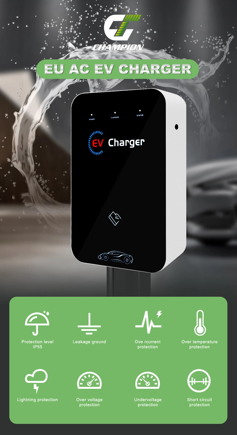 Business Ocpp Type2 7kw 11kw 22kw 16A 32A AC Charging Station for Electric Vehicles Wallbox EV Charger