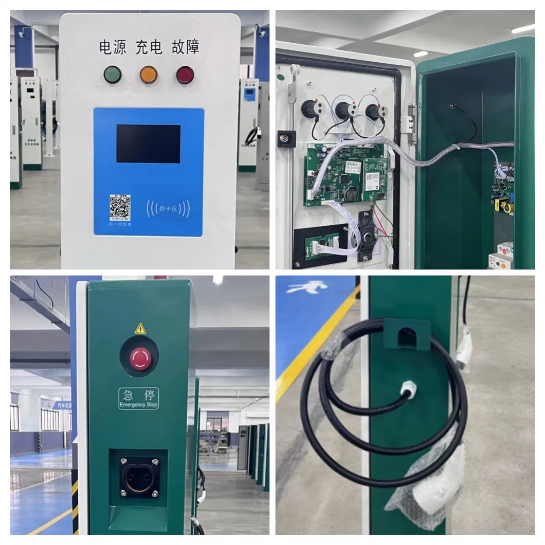 2024 Hot Sales AC EV Charger IP65 Ocpp CE Floor Charging Station 400V 32A 22kw 44kw Commercial Public EV Charger with Dual Plugs