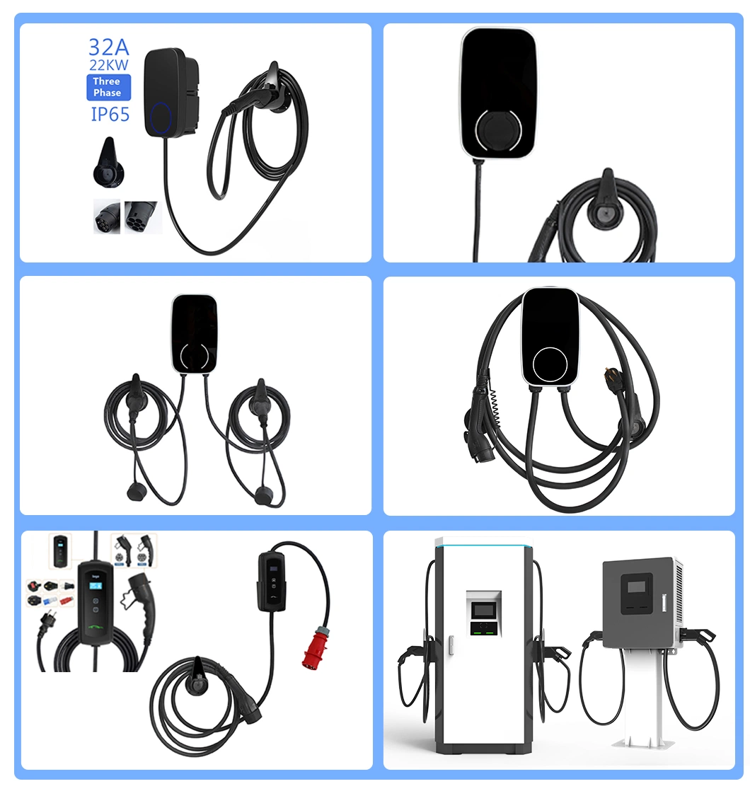 Level 2 Wall-Mounted EV Car Charging Station Electric Vehicle Charging Station 7 Kw 22kw 11kw EV Charger with Ocpp1.6j