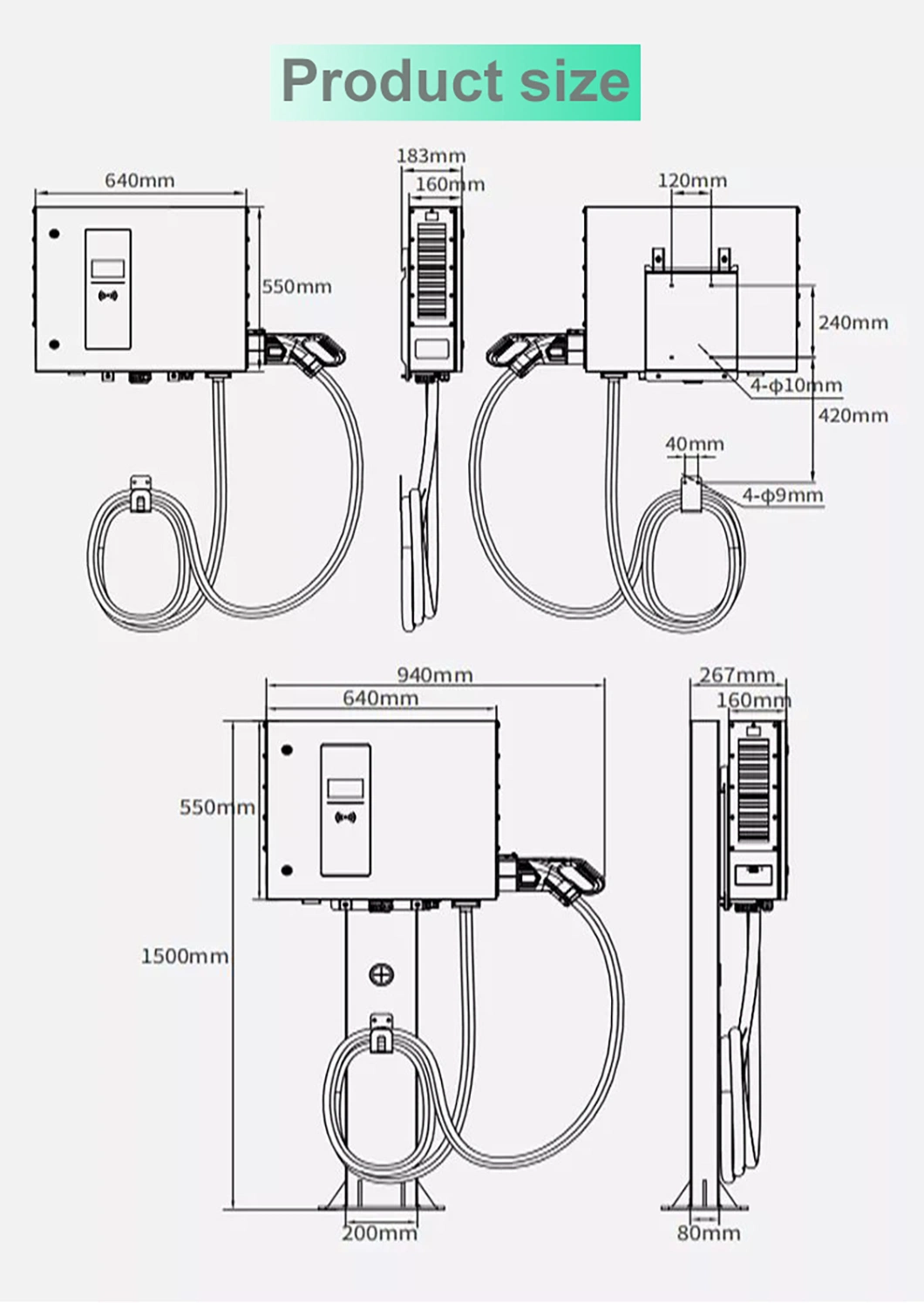 Ocpp 1.6j Electric Vehicle DC Charger Home Load Balancing Car EV Charger Charging Two Installation Methods Fast EV Charger