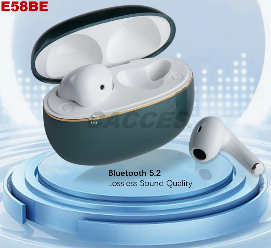 E58be 5.2 Wireless Earbuds W/Wireless Charging Case Ipx6 Waterproof Stereo Headphones in Ear Built in Mic Headset Premium Sound W/ Deep Bass for Music,Sport,etc