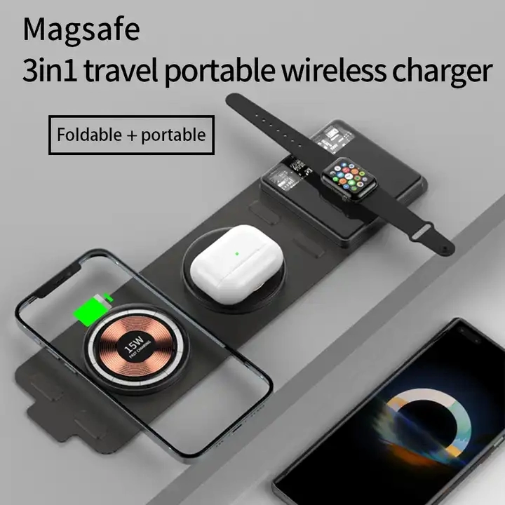 Promotional Gift Wireless Magnetic Foldable 3 in 1 Charging Station