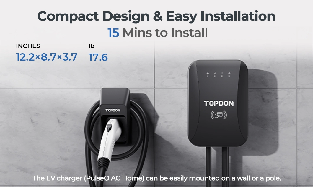 Topdon America EU Stock Pulseq AC Home 16kw 22kw Portable Smart EV Wall Charger 11kw 9.6kw 7kw 16A 32AMP Type 2 1 Electric Car Fast Charger EV Charging Station