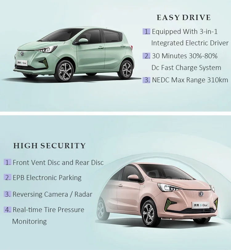 Used Car High-Quality New Energy Four-Wheel Electric Vehicle Fast Charging Changan Benben E-Star Electric Vehicle