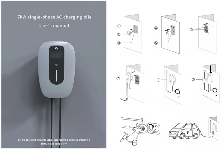 CE AC 220V 32A 1 Phase Type 2 Wall Box Charging Station 7kw EV Charger for Byd KIA ID4 ID6
