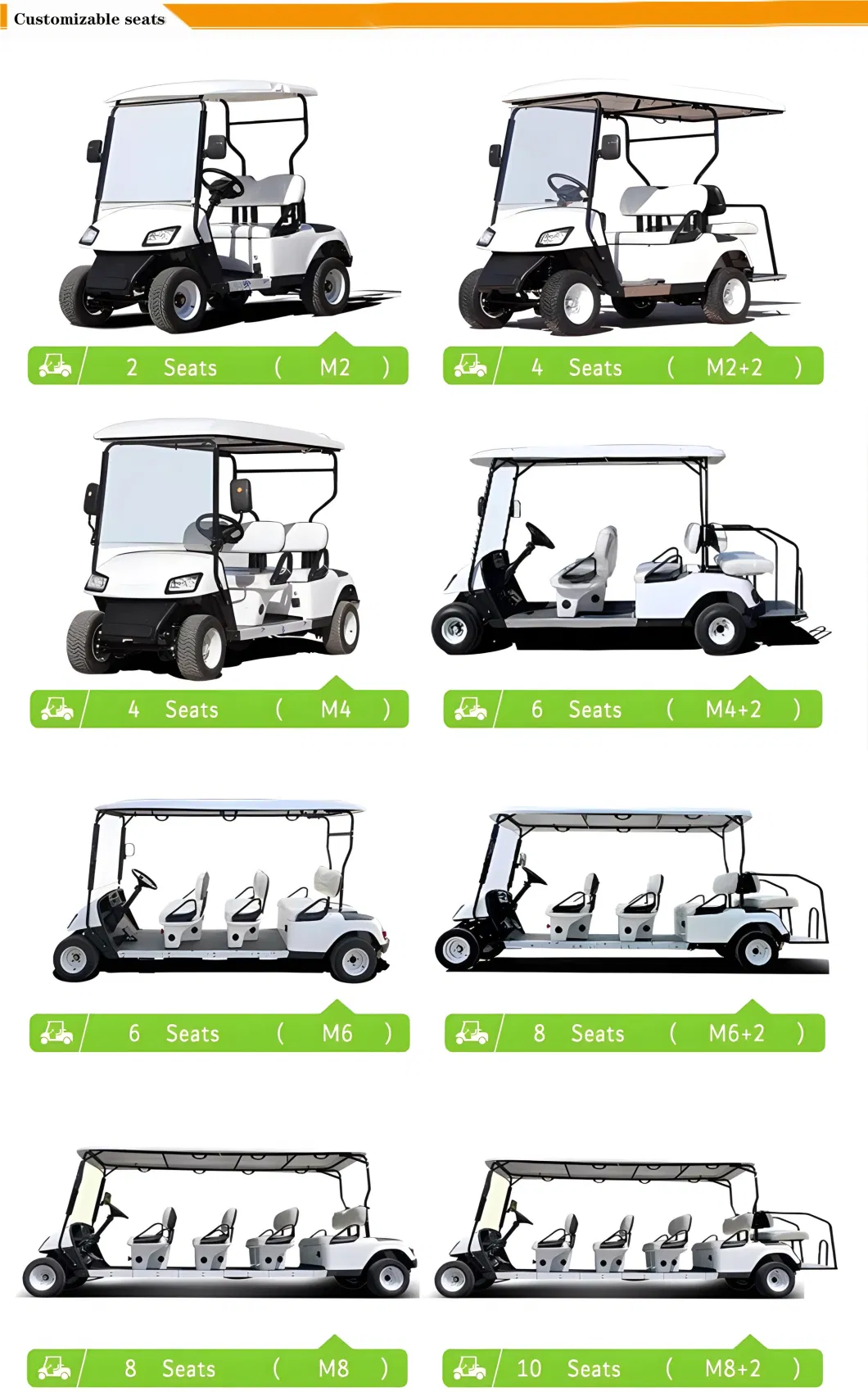 Luxury Electric Golf Cart Classic Model Solar Powered Tourist Car Wholesaler 2-8 Seat Configuration