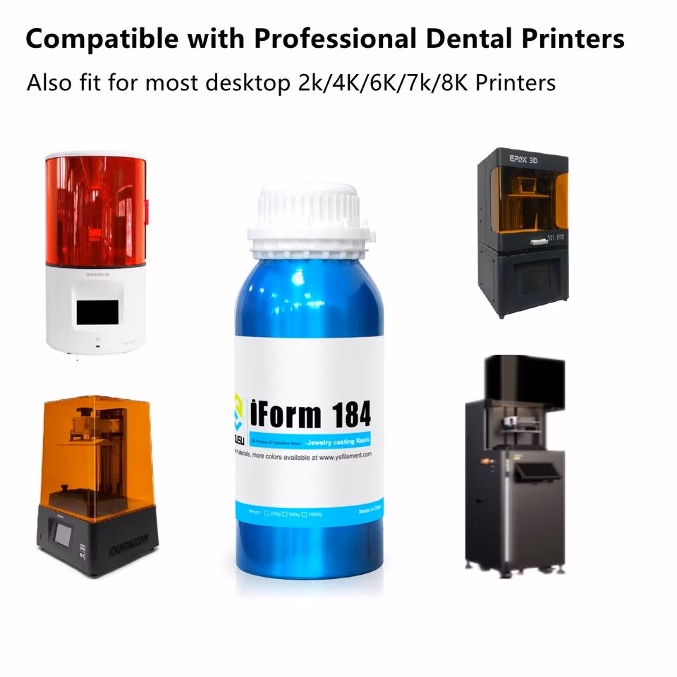 Yousu 3D Water Washable Slp/LCD Printers Dental Resin Iform 184 405nm Dental Mold Resin Medical Dental Hospital Dental Resin 1000g