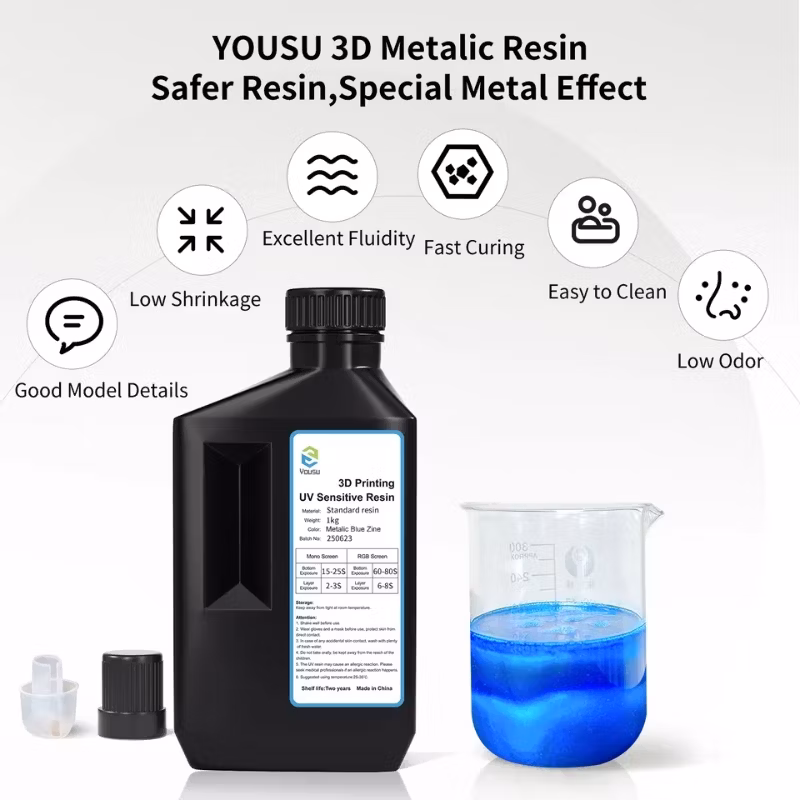 Odorless High Accuracy 3D Printing Resin 1kg Metallic Blue Photosensitive UV Resin