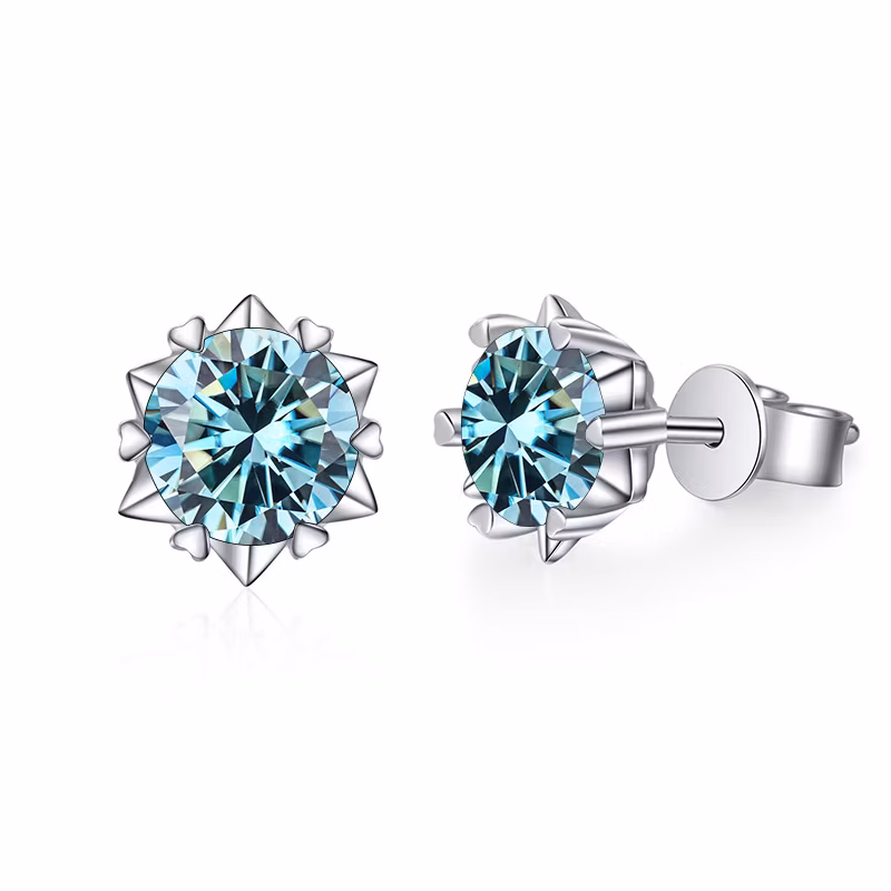 Fengzuan 2024 Hot Selling 1CT Moissanite Diamonds Stud Earrings 925 Sterling Silver Flower Earrings Set Fine Jewelry