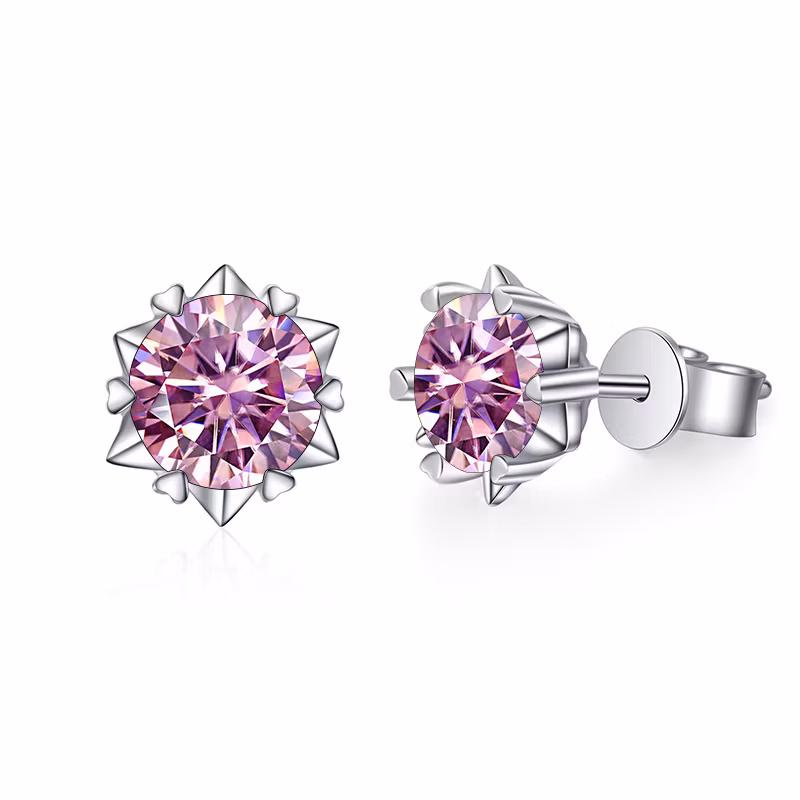 Fengzuan 2024 Hot Selling 1CT Moissanite Diamonds Stud Earrings 925 Sterling Silver Flower Earrings Set Fine Jewelry