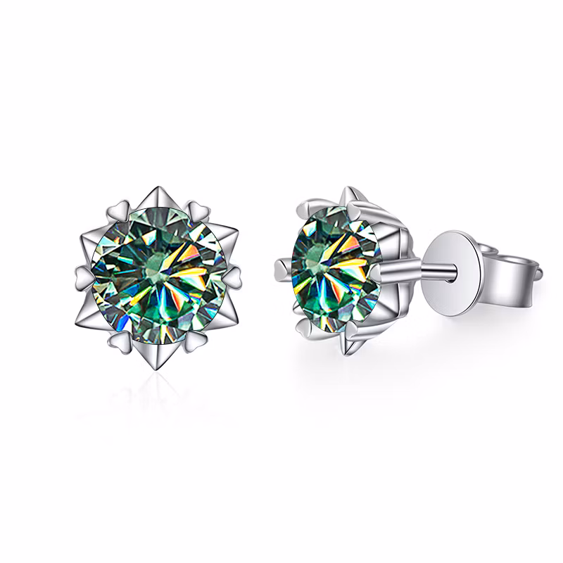 Fengzuan 2024 Hot Selling 1CT Moissanite Diamonds Stud Earrings 925 Sterling Silver Flower Earrings Set Fine Jewelry