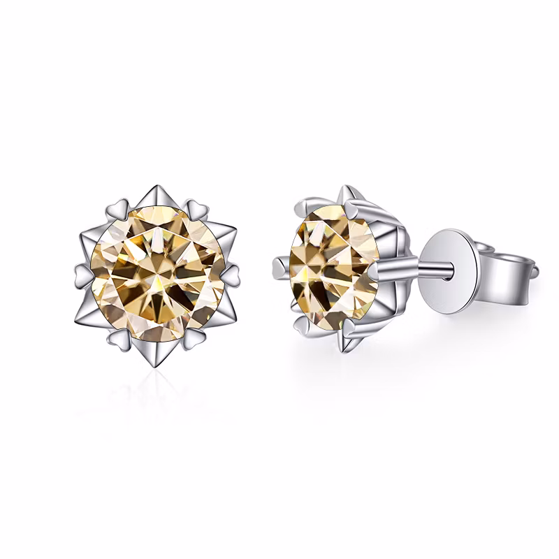 Fengzuan 2024 Hot Selling 1CT Moissanite Diamonds Stud Earrings 925 Sterling Silver Flower Earrings Set Fine Jewelry