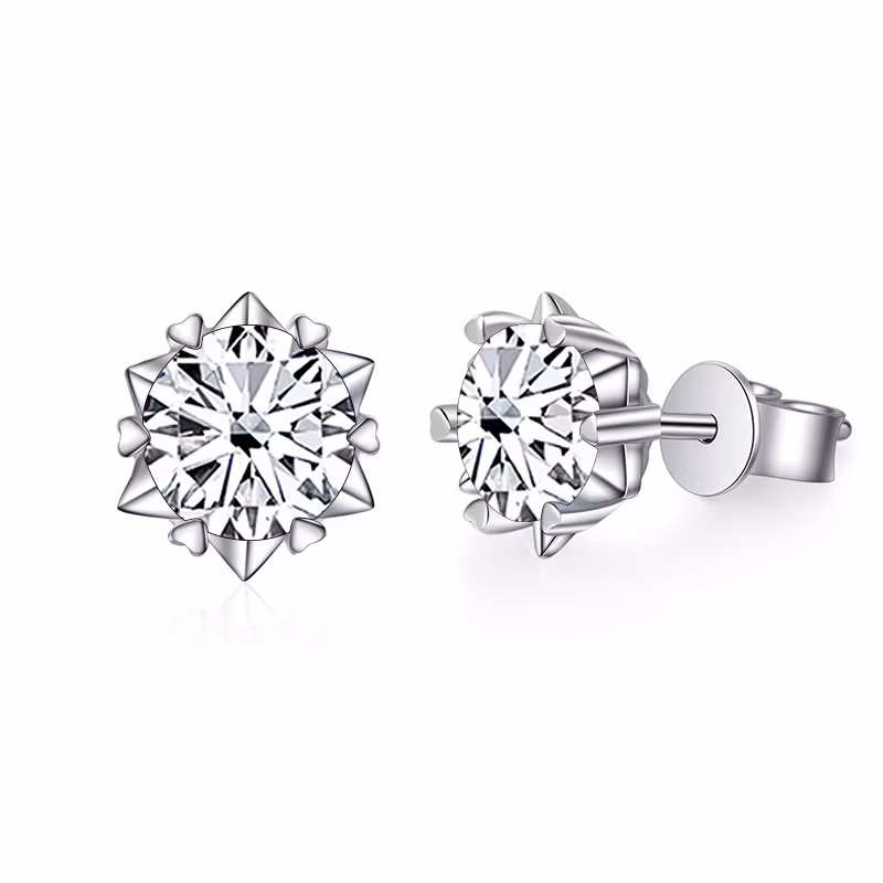 Fengzuan 2024 Hot Selling 1CT Moissanite Diamonds Stud Earrings 925 Sterling Silver Flower Earrings Set Fine Jewelry