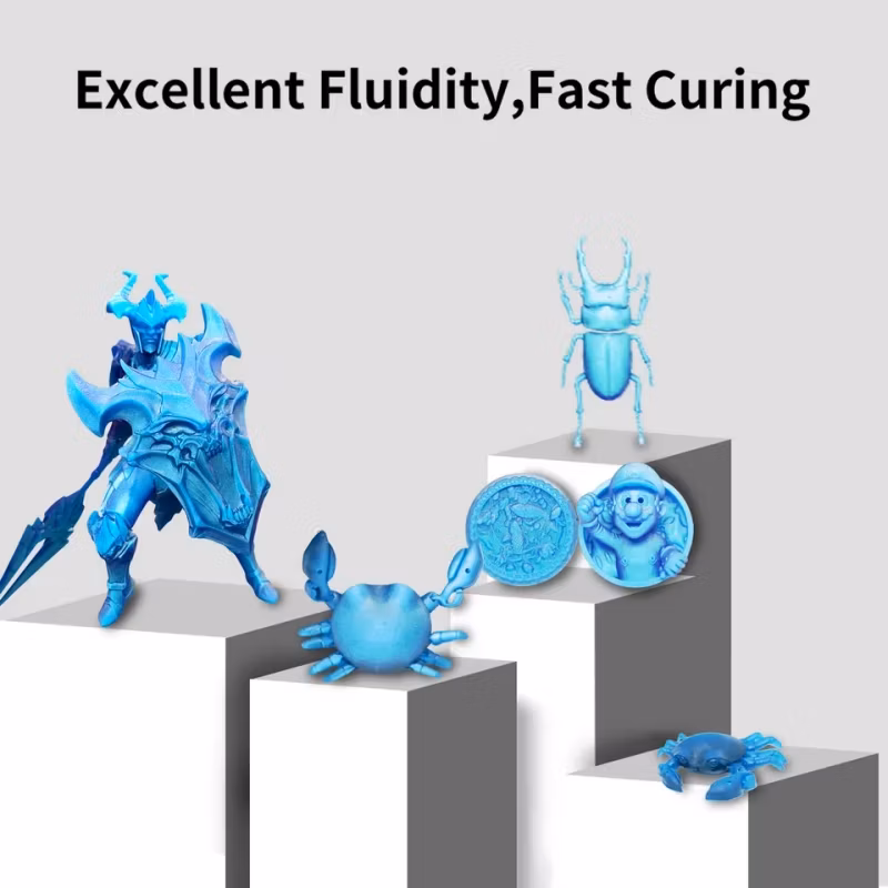 Odorless High Accuracy 3D Printing Resin 1kg Metallic Blue Photosensitive UV Resin