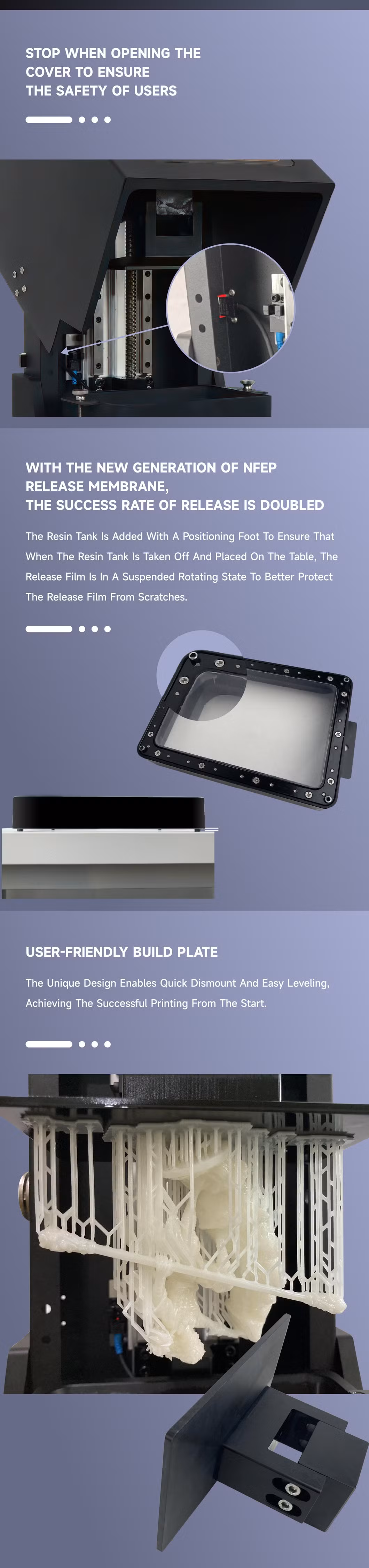High Precision 3D Resin Printer UV Curing Printer Large Printing Size 153.36*77.76*185mm for Hospital Dental Resin Printers