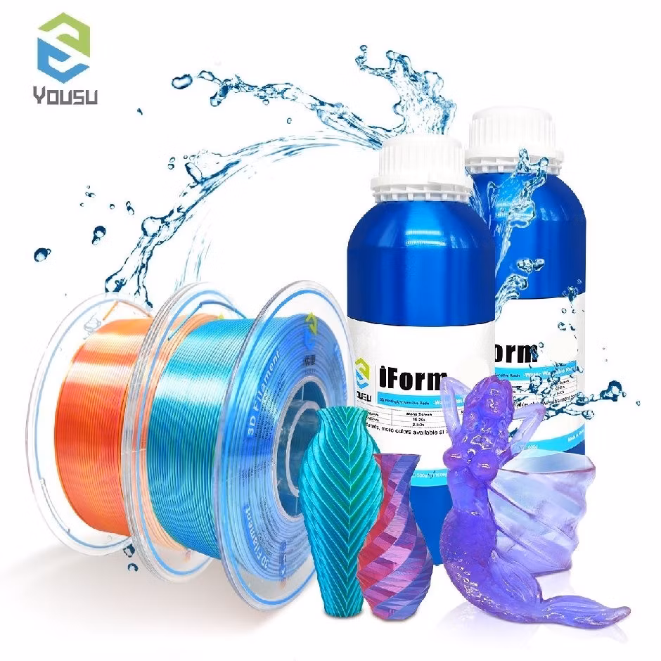 High Quality 3D Printers Resin 405nm UV Dual Color Blue-Purple LCD/DLP Printer Resin Water Washable Wide Compatible to LCD Printers Chemical Resistance Resin