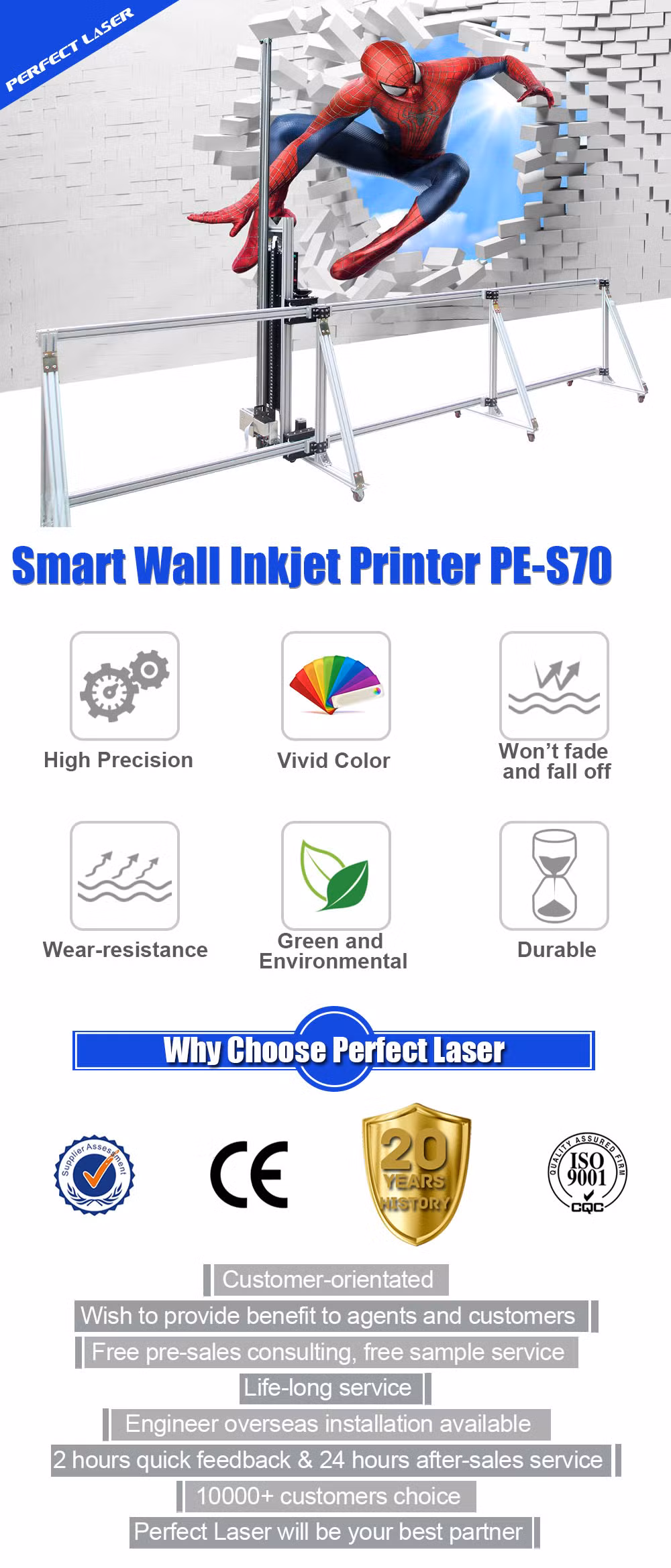 3D Automatic Vertical Wide Format Wall Decal Mural Printer Machine