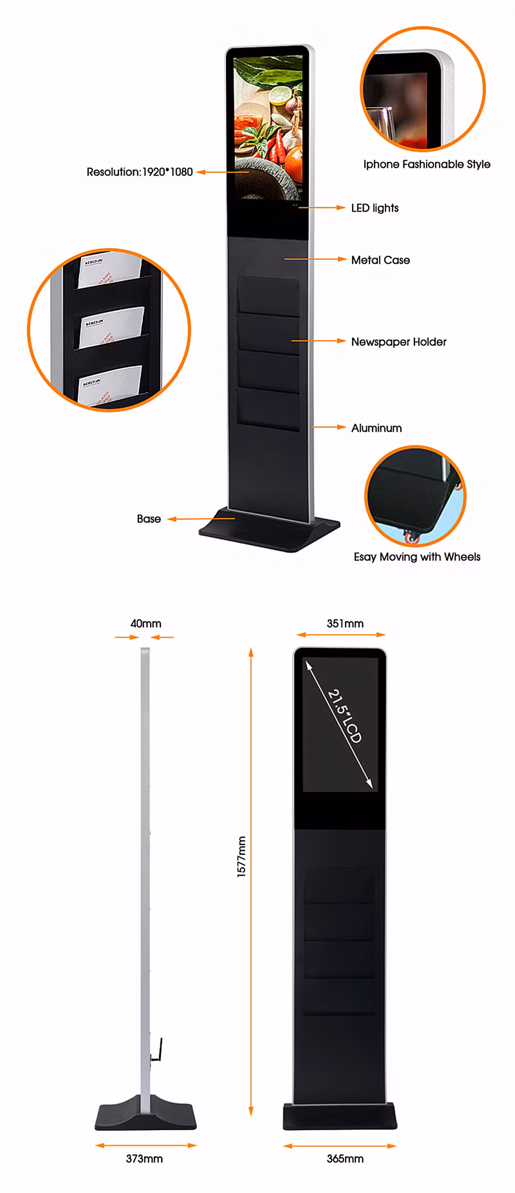Advertising Display Brochure Holder 32 Inch Wall Video Shopping Cart Advertising Sign Holder Toyota LCD Screen Car DVD Player LCD Digital Signage