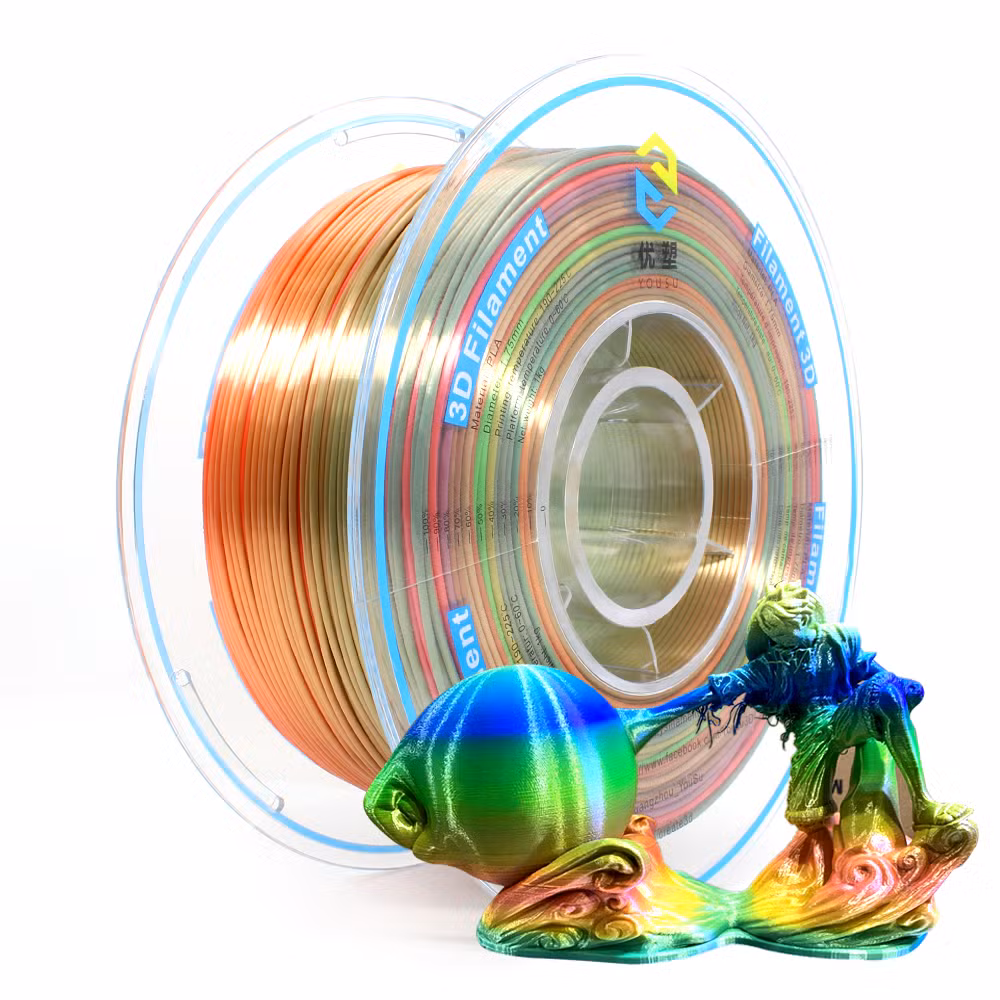 DIY Approval Sample Rainbow Silk PLA Filaments 3D Printers Multi-Color Silk Filaments 3D Printing Plastic Rods for Most 3D Fdm Printers 1.75mm 3D Filaments