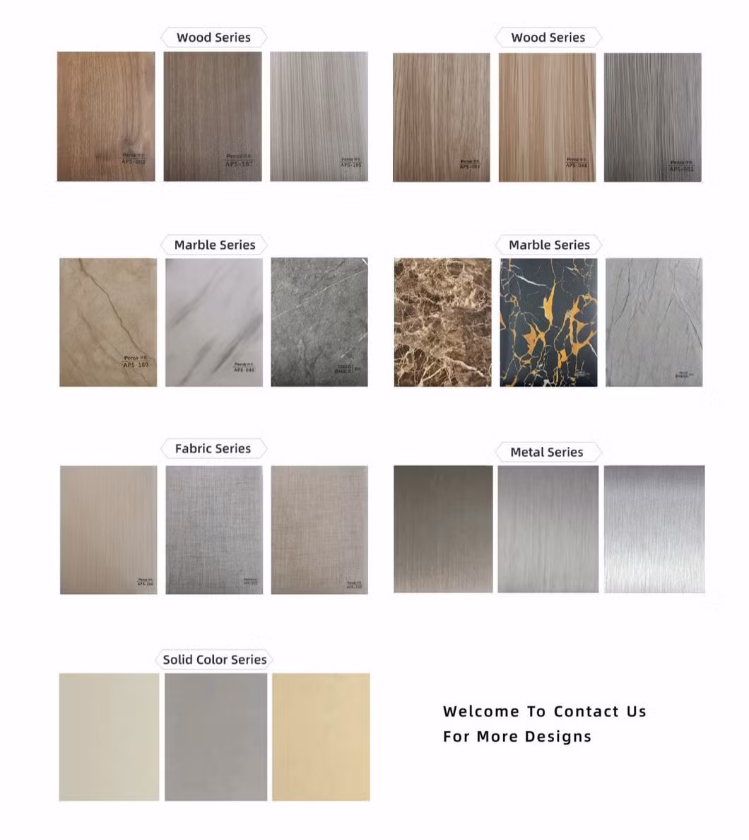Pluswin Factory Wholesale PVC Laminated Foam Board Metal Marble Wood Cuostom for Furniture