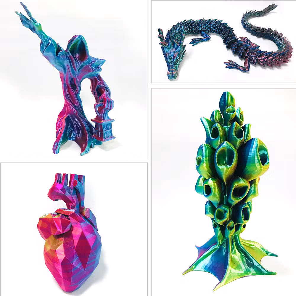High Level Quality Tri-Color Red/Gold/Blue Silk PLA 3D Printers Filament 3D Pens Silk Filament 3D Printing Material Tangle Free Easy-Use DIY Gifts 3D Filaments