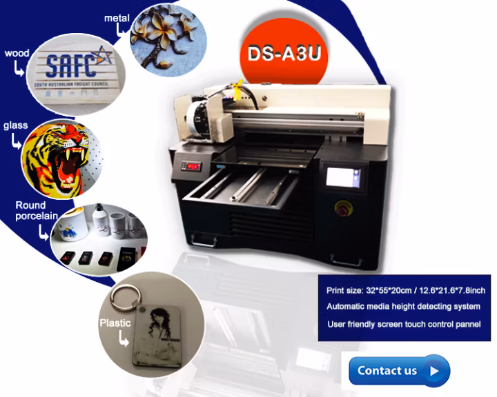 Hot Sale Cmyklclm+White 7 Colors Large Format 3D LED UV Flatbed Wood Printer