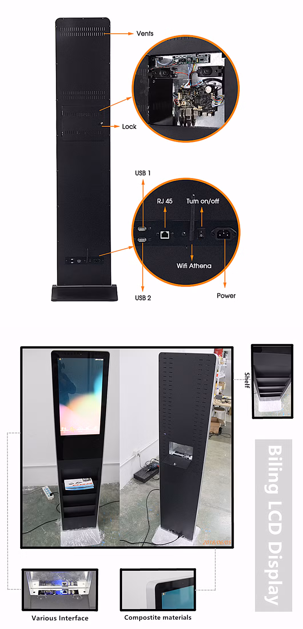 Advertising Display Brochure Holder 32 Inch Wall Video Shopping Cart Advertising Sign Holder Toyota LCD Screen Car DVD Player LCD Digital Signage