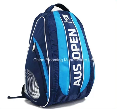 Wholesale Custom Designer Men Boy Student Fashion Blue Dobby Nylon Racket Double Shoulder Camping <a href='/travel-bag/'>Travel Bag</a> Outdoor Badminton Tennis Sports <a href='/backpack/'>Backpack</a>