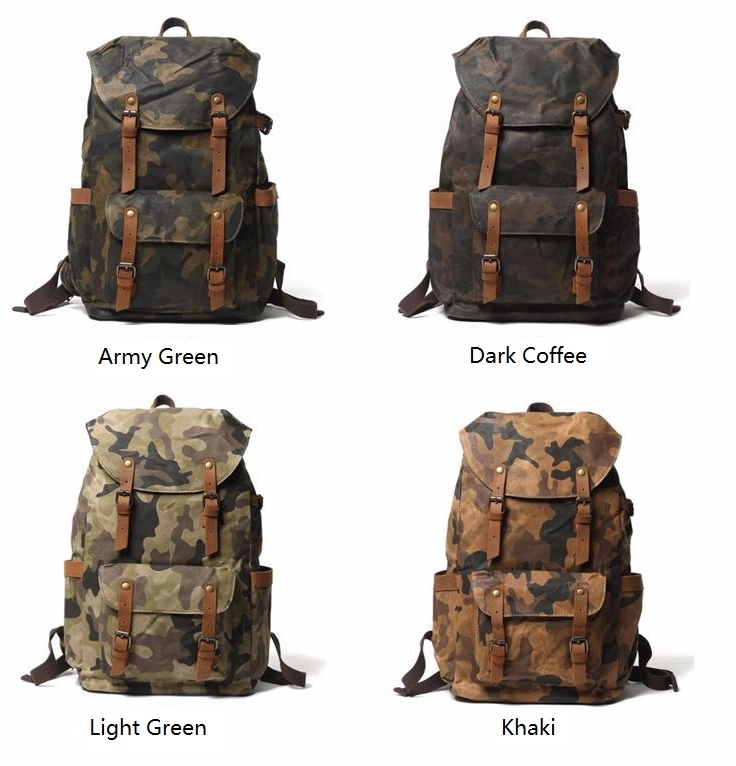 Newest Design Waterproof Waxy Canvas Backpack Vintage Style Laptop Backpack for Men (RS-888047)