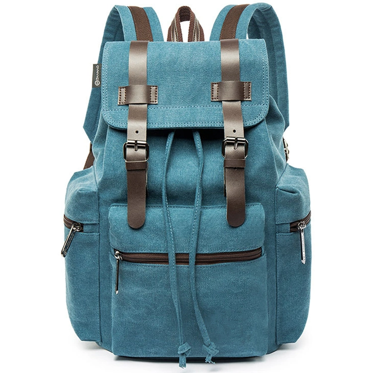 Vintage Waxed Canvas Drawstring Travel Laptop Backpack for College Student School Rucksack Camping Hiking Bags for Men Women