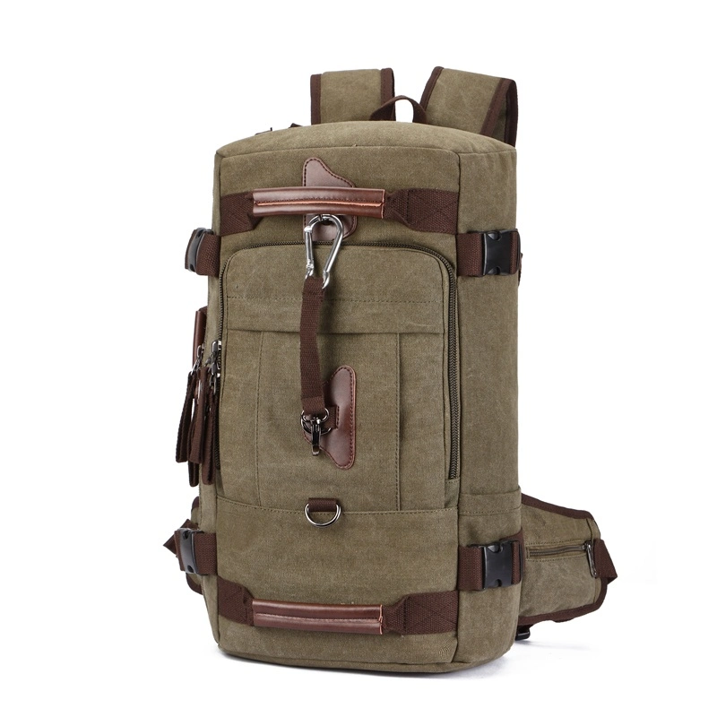 Spacious Multi-Functional Travel Laptop Backpack Custom Gift Brown Wax Canvas Men&prime;s Outdoor Travel Backpack