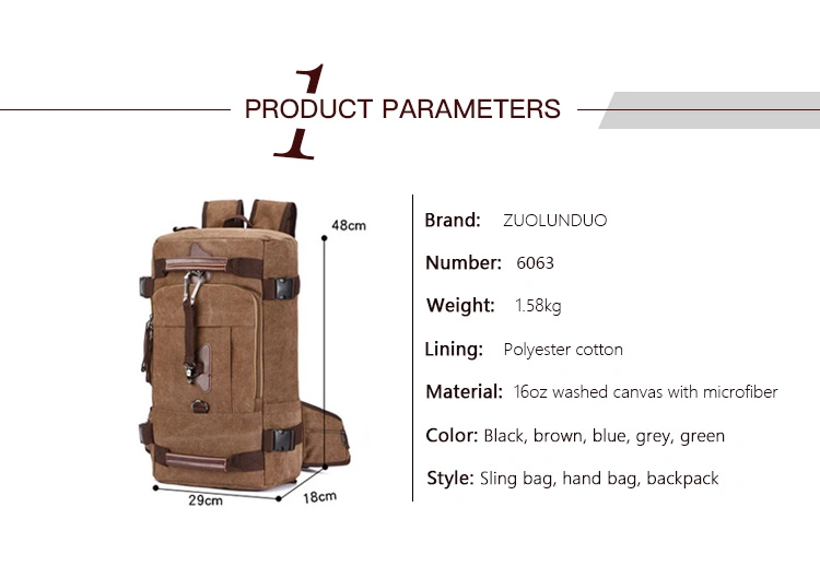 Spacious Multi-Functional Travel Laptop Backpack Custom Gift Brown Wax Canvas Men&prime;s Outdoor Travel Backpack