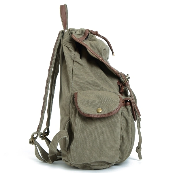 Washed Canvas School Student Large Capacity Backpack with Leather (RS-PID005A)