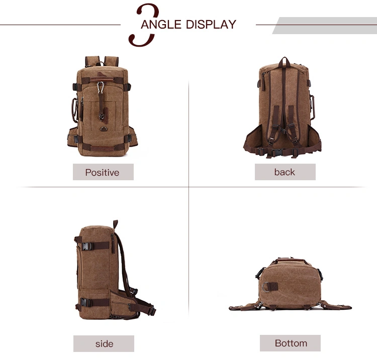 Spacious Multi-Functional Travel Laptop Backpack Custom Gift Brown Wax Canvas Men&prime;s Outdoor Travel Backpack